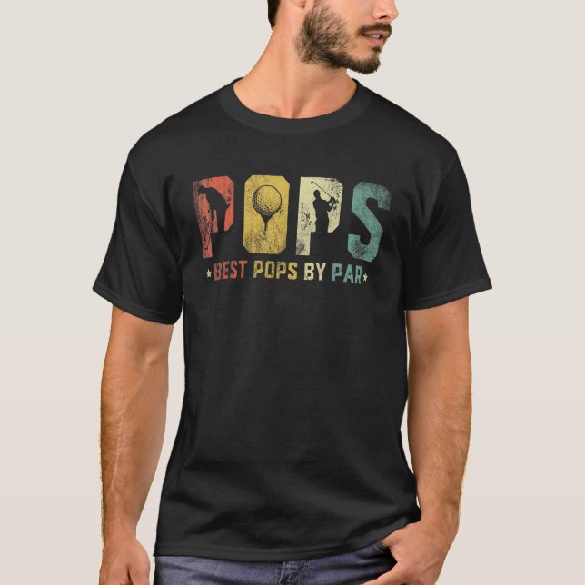 Mens Best Pops By Par Pops Fathers Day Golf  Golfe T-Shirt (Front)