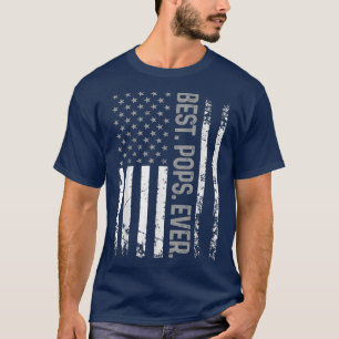 Mens Best Pops Ever Flag Father's Day American Pat T-Shirt