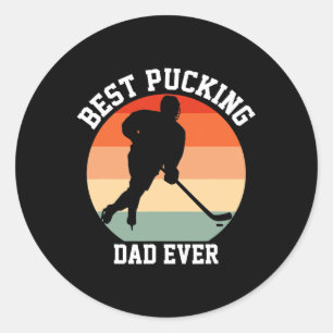 Mens Best Pucking Dad Ever Hockey Retro Hockey Pla Classic Round Sticker