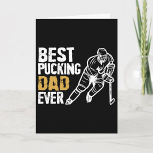 Mens Best Pucking Dad Ever Retro Ice Hockey Coach  Card