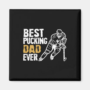 Mens Best Pucking Dad Ever Retro Ice Hockey Coach Magnet