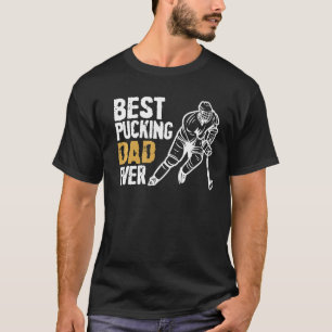 Mens Best Pucking Dad Ever Retro Ice Hockey Coach T-Shirt