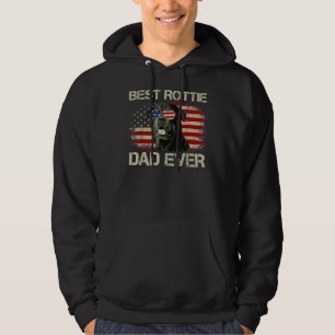 Mens Best Rottie Dad Ever Rottweiler American Flag Hoodie