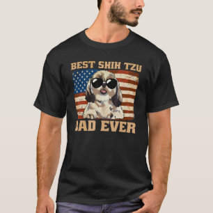 Mens Best Shih Tzu Dad Ever Usa American Flag Meri T-Shirt