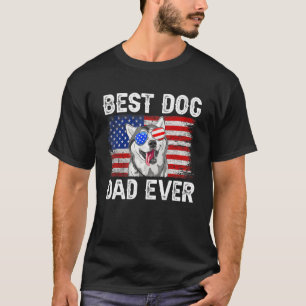Mens Best Siberian Husky Dad Ever American Flag 4t T-Shirt