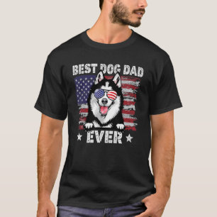 Mens Best Siberian Husky Dad Ever American Flag Fa T-Shirt