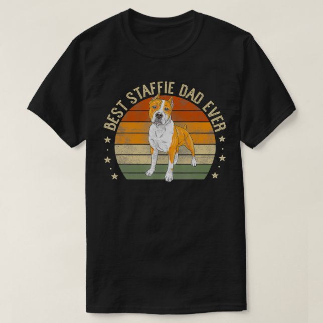 Mens Best Staffie Dad Ever Retro Staffordshire Bul T-Shirt (Design Front)