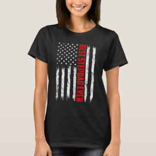 Mens Best Stepdad Ever American Flag Father's Day T-Shirt