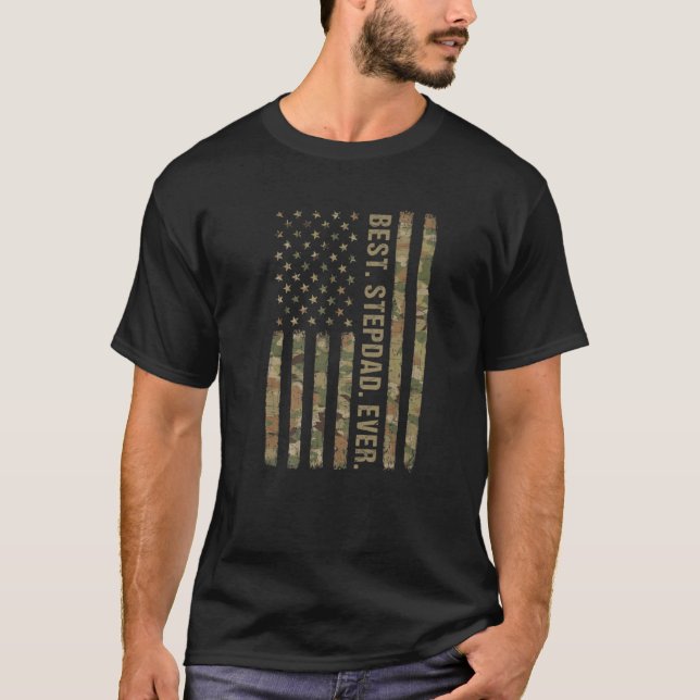 Mens Best Stepdad Ever American Flag Father's Day T-Shirt (Front)