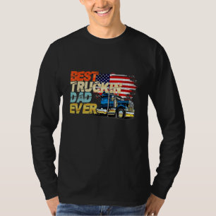 Mens Best Truckin Dad Ever Big Rig Trucker Labour T-Shirt