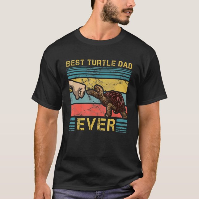 Mens Best Turtle Dad Ever Fatherhood Tortoise Rept T-Shirt (Front)
