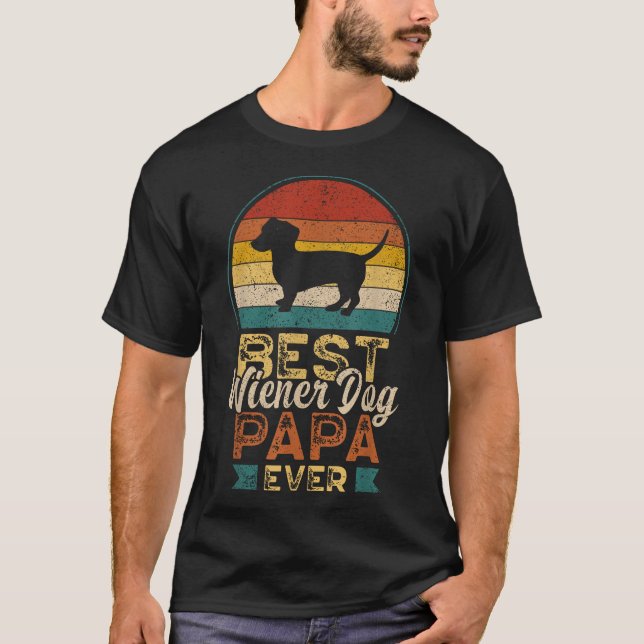 Mens Best Wiener Dog Papa Ever Father'S Day  T-Shirt (Front)
