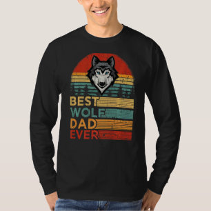 Mens Best Wolf Dad Ever  Vintage Wolf Father's Day T-Shirt