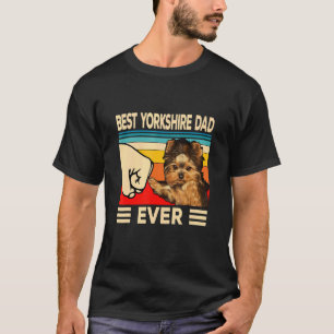 Mens Best Yorkie Dad Ever Retro Yorkshire Terrier  T-Shirt