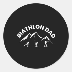 Mens Biathlon Dad Skiing Shooting Biathlete Classic Round Sticker