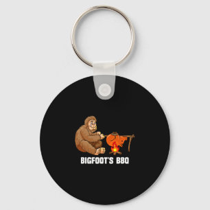 Mens bigfoot bbq sasquatch barbecue chef key ring