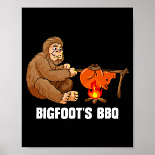 Mens bigfoot bbq sasquatch barbecue chef poster
