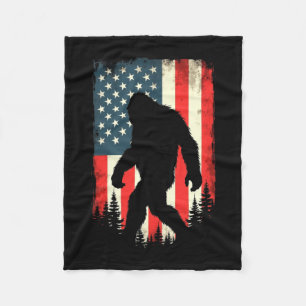 Mens bigfoot usa flag patriotic fourth of july fleece blanket