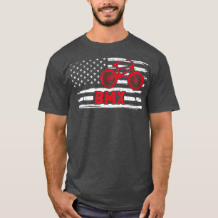 Mens Bike Bicycle Stunt Racing USA Flag BMX Rider T-Shirt