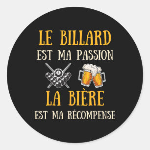 Mens Billiards Humour Vintage Gift Idea Humourous Classic Round Sticker