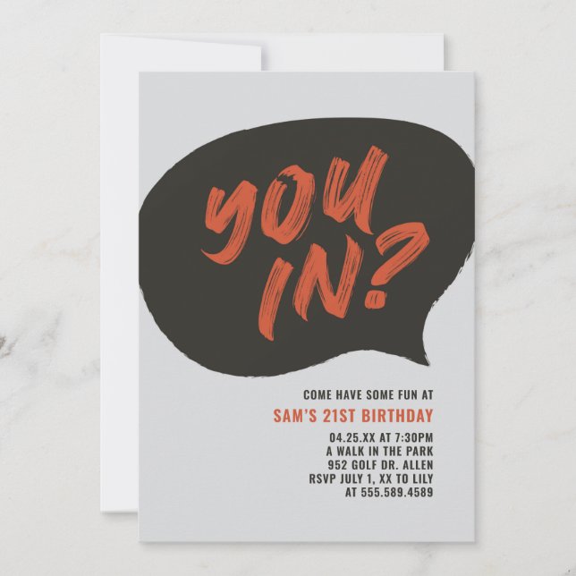 Mens Birthday Invitation (Front)