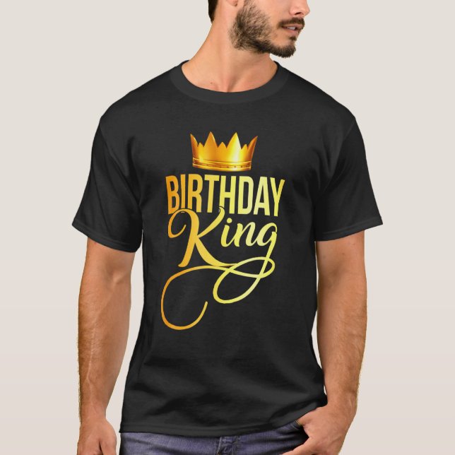 Mens Birthday King Crown Boy Teen Squad Party Gold T-Shirt (Front)