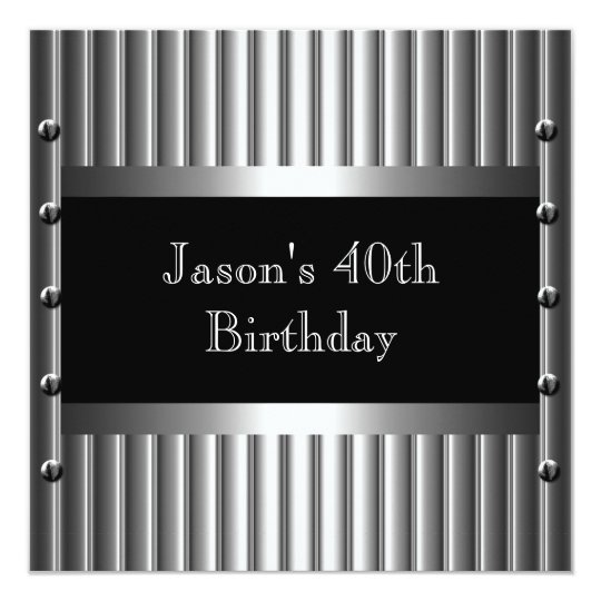 Mens Birthday Party Chrome Look Screws 40th Card
