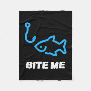 Mens bite fishing hook gift for any fishing king fleece blanket