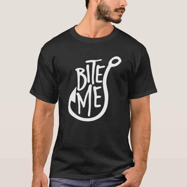 Mens Bite Me, Funny Men Fishing T-Shirt (Front)