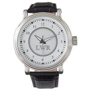 Men's Black and White Monogram Watch