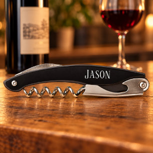 Men's Black Custom Monogram Corkscrew