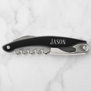Men's Black Custom Monogram Corkscrew