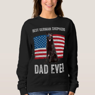 Mens Black German Shepherd Dad American Flag Dog O Sweatshirt