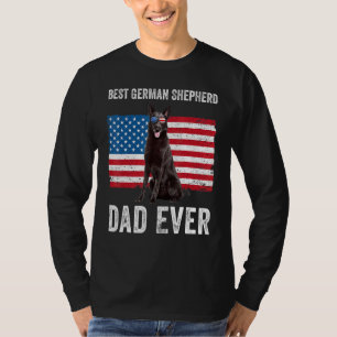 Mens Black German Shepherd Dad American Flag Dog O T-Shirt