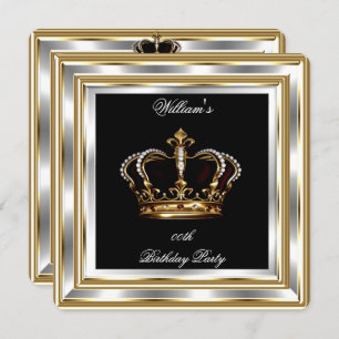 Men's Black Gold Silver Birthday Prince King 2 Invitation