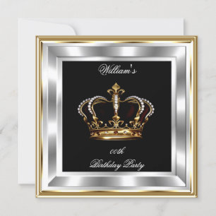 Men's Black Gold Silver Birthday Prince King Invitation