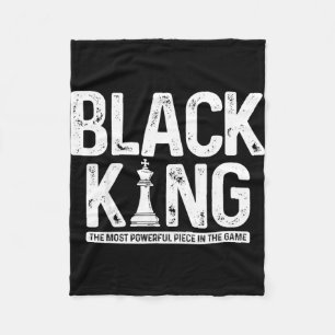 Mens black king chess history month juneteenth fleece blanket