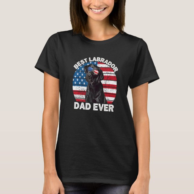 Mens Black Labrador Dad American Flag Black Lab Da T-Shirt (Front)