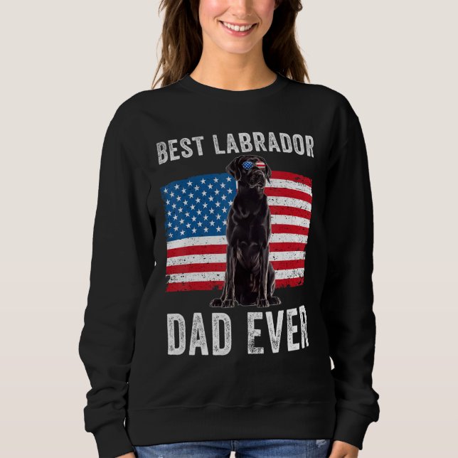 Mens Black Labrador Dad American Flag Dog  Owner B Sweatshirt (Front)