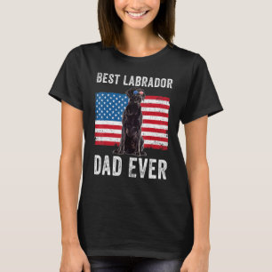 Mens Black Labrador Dad American Flag Dog  Owner B T-Shirt