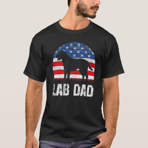 Mens Black Labrador Dad Usa American Flag Yellow L T-Shirt