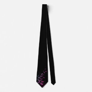 Men's Black Necktie with Subtle Purple Butterfly