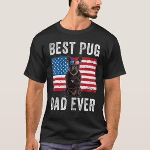 Mens Black Pug Dad Usa American Flag Dog Owner Ch T-Shirt