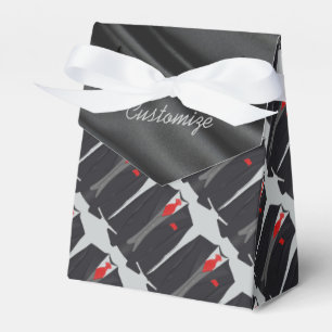 Men's Black Suit and Red Tie Tent Favour Box