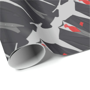 Men's Black Suit and Red Tie Wrapping Paper