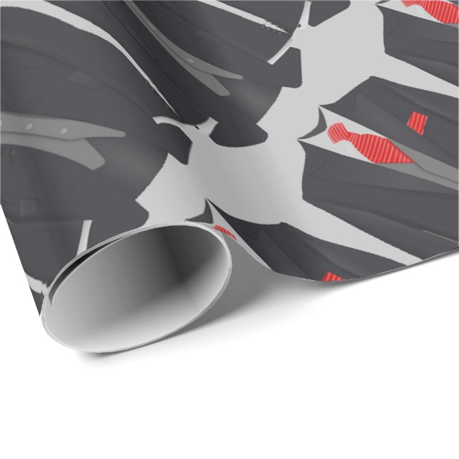 Men's Black Suit and Red Tie Wrapping Paper (Roll Corner)