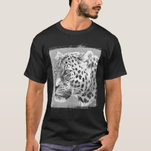 Mens Black T Shirt Leopard Head Modern Elegant