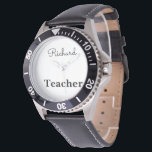 Mens Black Teacher Custom Name Watch<br><div class="desc">Perfect unique gift for Teachers with unique black custom face.</div>