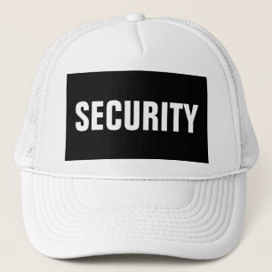 Mens Black White Customisable Security Text Trucker Hat