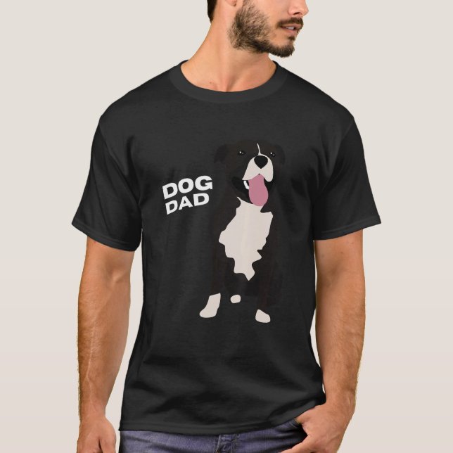 Mens Black & White Staffordshire Bull Terrier Dog  T-Shirt (Front)